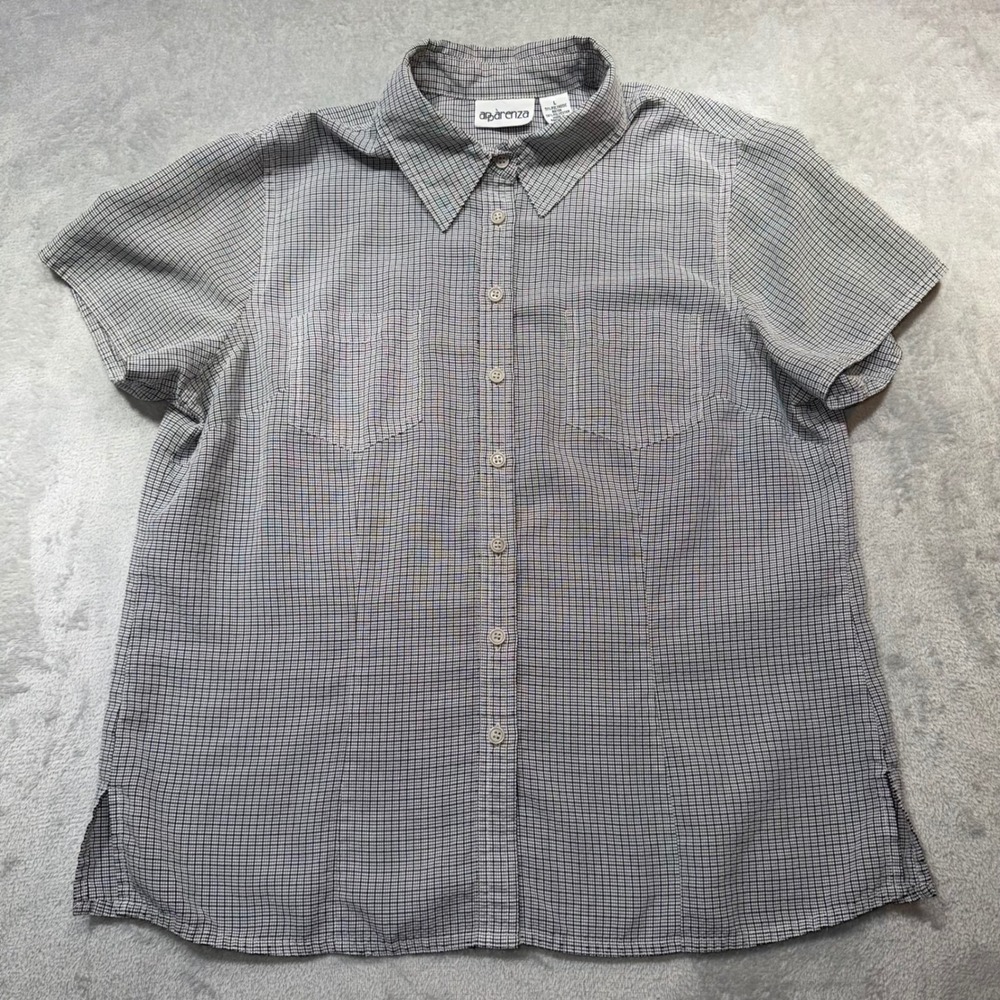 Vintage Aparenza Mens Large Brown Plaid Rayon Blend Short Sleeve Shirt 90s Style
